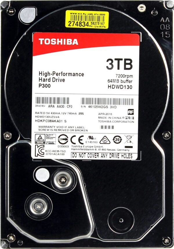 HDD 3TB Toshiba P300 HDWD130EZSTA 7200 Original BOX
