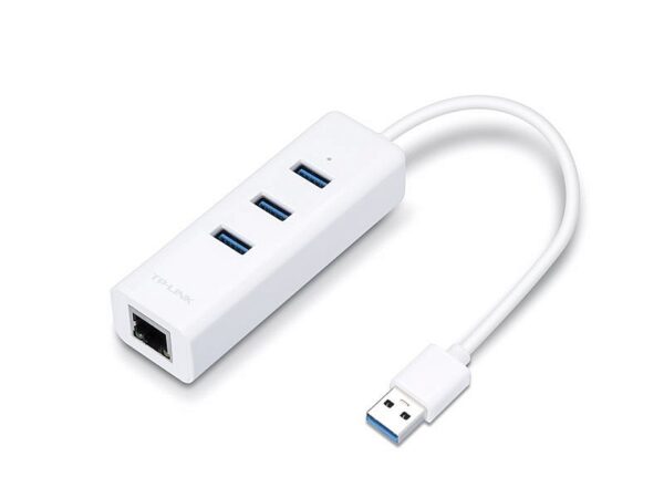 UE330 USB 3.0 to Gigabit Ethernet Network Adapter with 3-Port USB 3.0 Hub, 1 USB 3.0 connector, 1 Gigabit Ethernet port, 3 USB 3.0 ports
